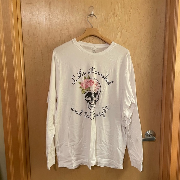 Women's "Let's Sit Crooked & Talk Straight" Long Sleeve Tee - Picture 2 of 6